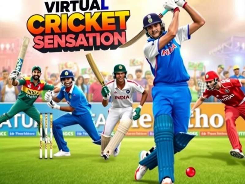 Virtual Cricket Sensation game cover featuring Indian cricket stars in action
