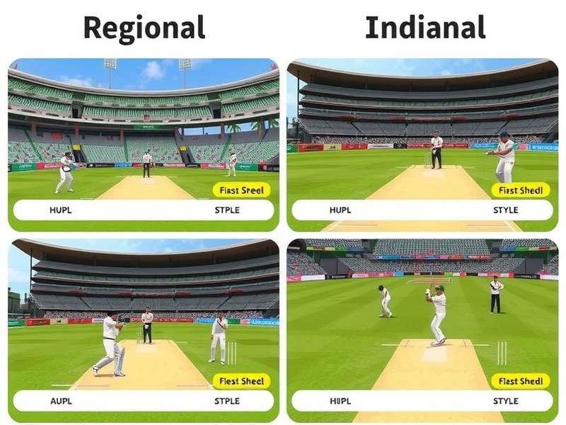Virtual Cricket Sensation regional variations showing different Indian cricket styles